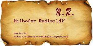 Milhofer Radiszló névjegykártya